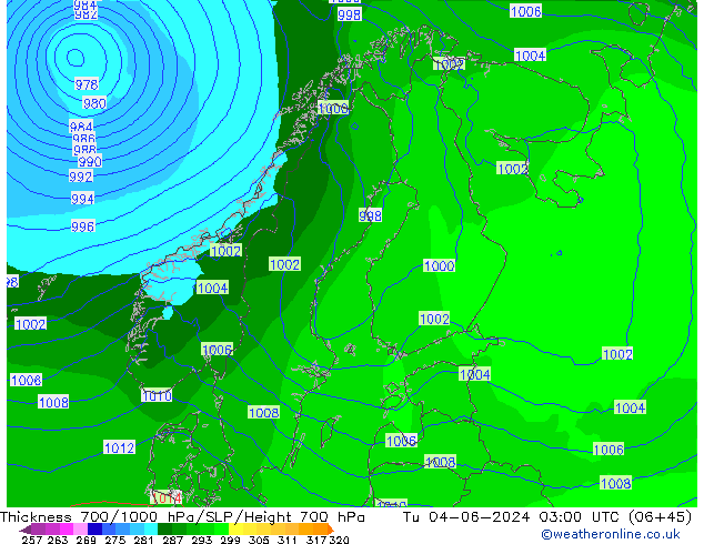 Schichtdicke 700-1000 hPa ECMWF Di 04.06.2024 03 UTC