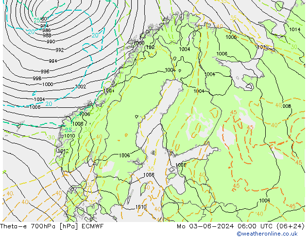 Theta-e 700hPa ECMWF ma 03.06.2024 06 UTC