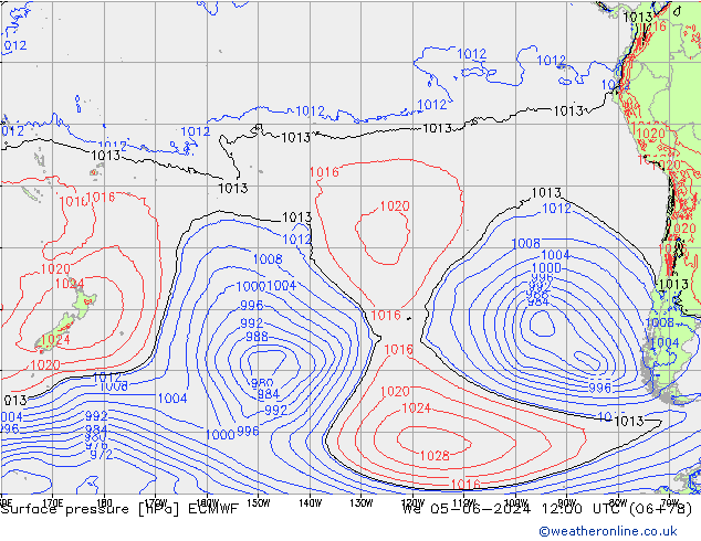 Luchtdruk (Grond) ECMWF wo 05.06.2024 12 UTC