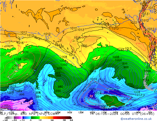 SLP/Temp. 850 hPa ECMWF jeu 06.06.2024 00 UTC