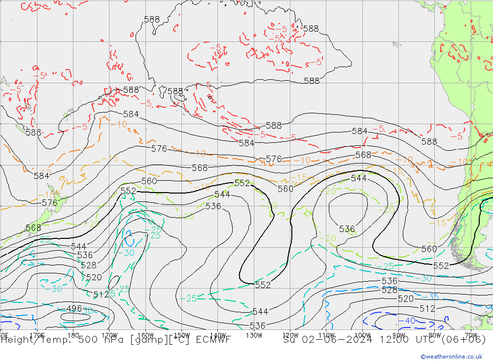 Z500/Rain (+SLP)/Z850 ECMWF Su 02.06.2024 12 UTC