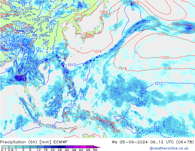 Z500/Yağmur (+YB)/Z850 ECMWF Çar 05.06.2024 12 UTC