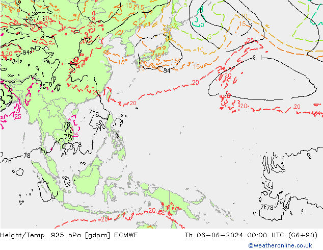 Height/Temp. 925 hPa ECMWF  06.06.2024 00 UTC