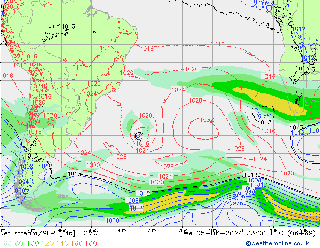 Jet stream/SLP ECMWF We 05.06.2024 03 UTC