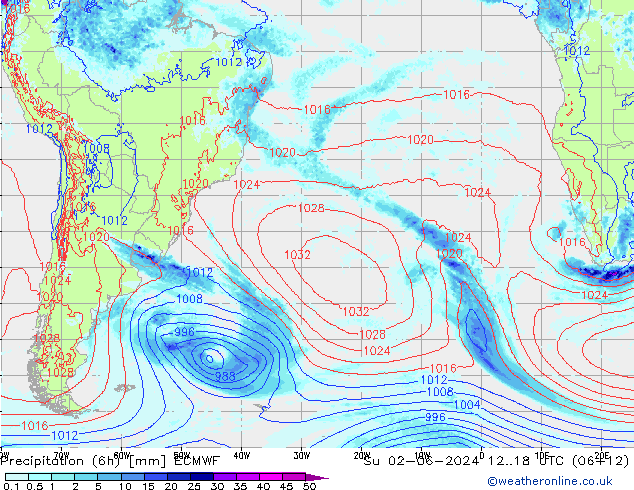 Z500/Rain (+SLP)/Z850 ECMWF dim 02.06.2024 18 UTC