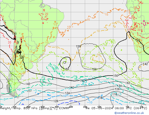 Z500/Regen(+SLP)/Z850 ECMWF wo 05.06.2024 06 UTC