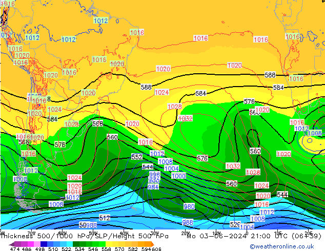 500-1000 hPa Kalınlığı ECMWF Pzt 03.06.2024 21 UTC