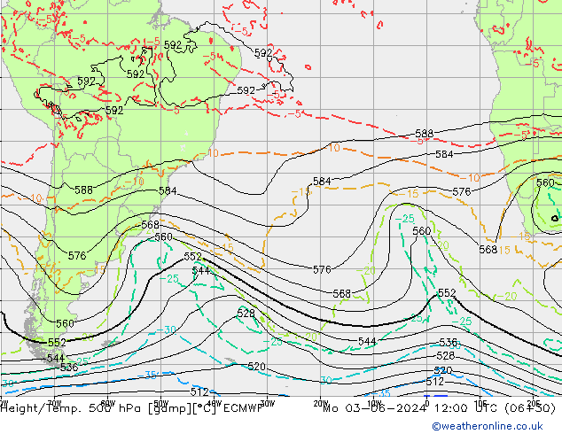 Z500/Rain (+SLP)/Z850 ECMWF Po 03.06.2024 12 UTC