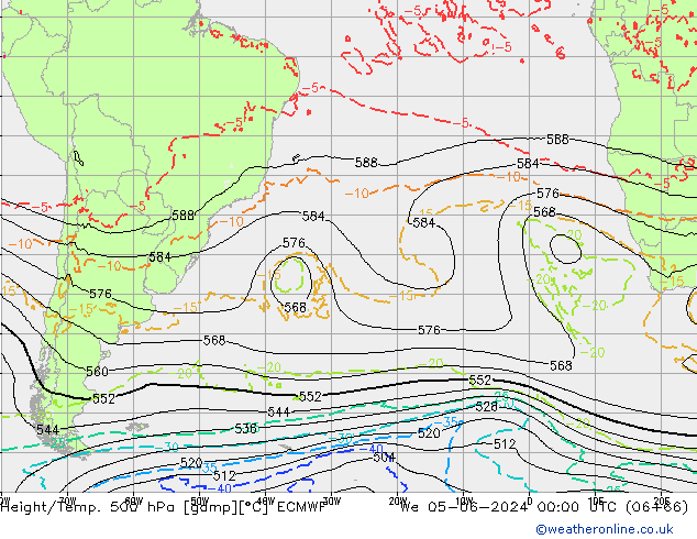 Z500/Rain (+SLP)/Z850 ECMWF We 05.06.2024 00 UTC