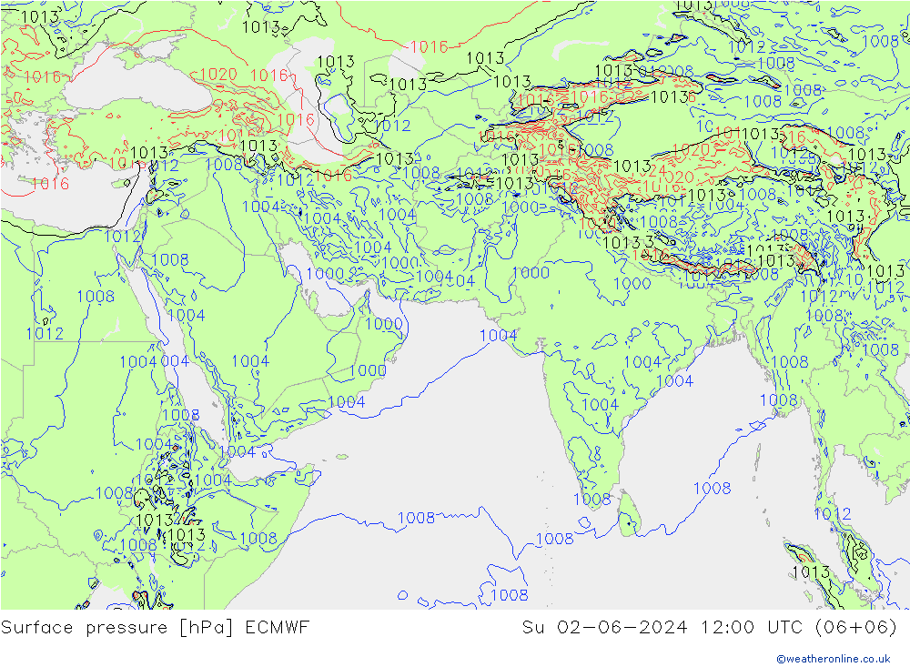 地面气压 ECMWF 星期日 02.06.2024 12 UTC