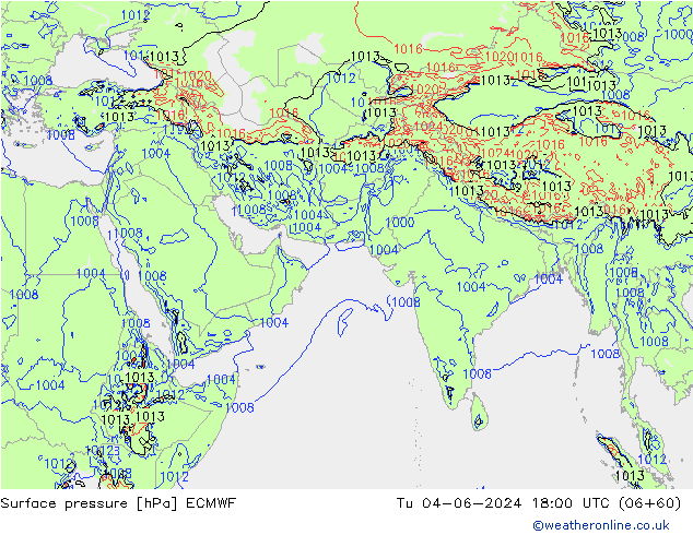 Pressione al suolo ECMWF mar 04.06.2024 18 UTC