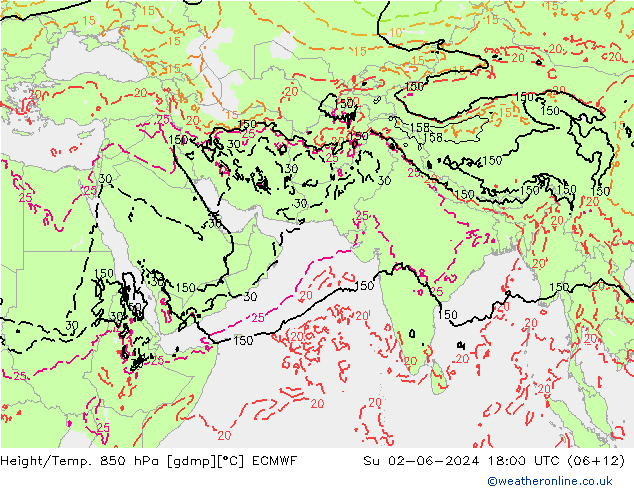 Z500/Rain (+SLP)/Z850 ECMWF dom 02.06.2024 18 UTC