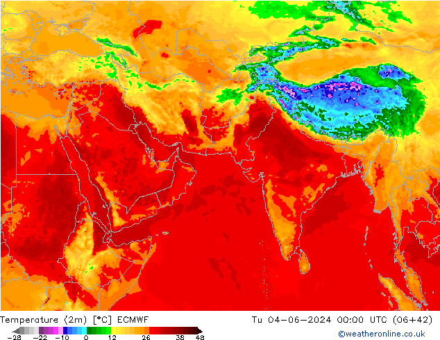 Temperature (2m) ECMWF Út 04.06.2024 00 UTC