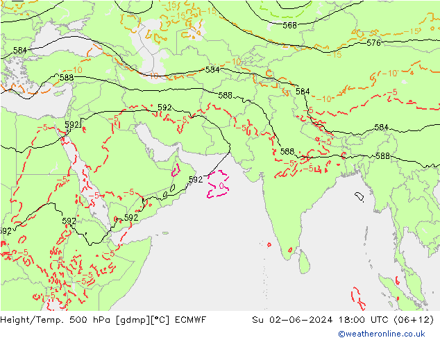 Z500/Rain (+SLP)/Z850 ECMWF dom 02.06.2024 18 UTC