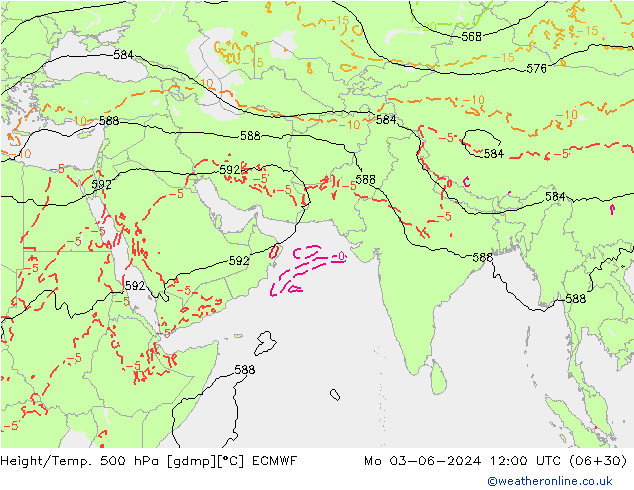 Z500/Regen(+SLP)/Z850 ECMWF ma 03.06.2024 12 UTC