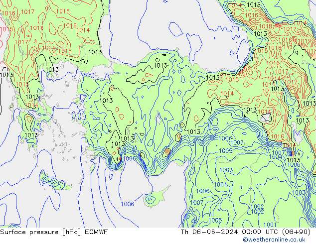 pressão do solo ECMWF Qui 06.06.2024 00 UTC