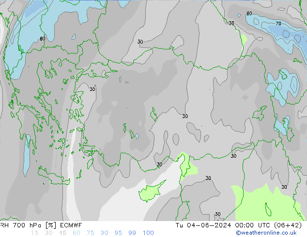 RH 700 hPa ECMWF Ter 04.06.2024 00 UTC