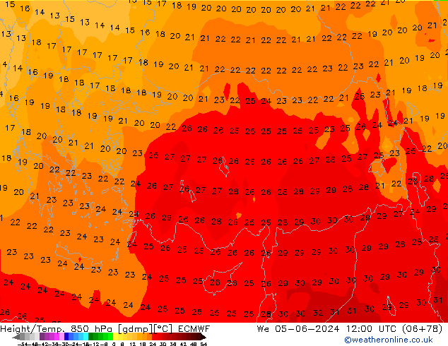 Z500/Rain (+SLP)/Z850 ECMWF We 05.06.2024 12 UTC