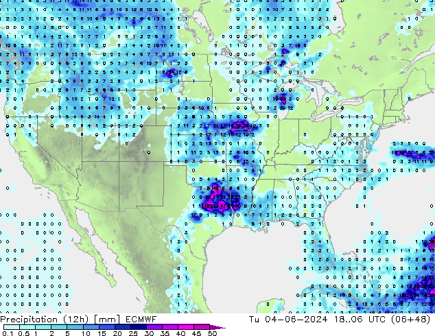 Yağış (12h) ECMWF Sa 04.06.2024 06 UTC