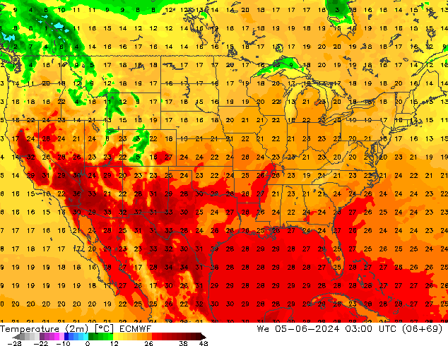 карта температуры ECMWF ср 05.06.2024 03 UTC