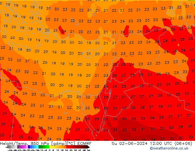 Z500/Rain (+SLP)/Z850 ECMWF Dom 02.06.2024 12 UTC