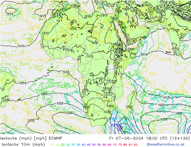 Eşrüzgar Hızları mph ECMWF Cu 07.06.2024 18 UTC