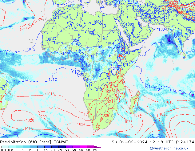 Yağış (6h) ECMWF Paz 09.06.2024 18 UTC