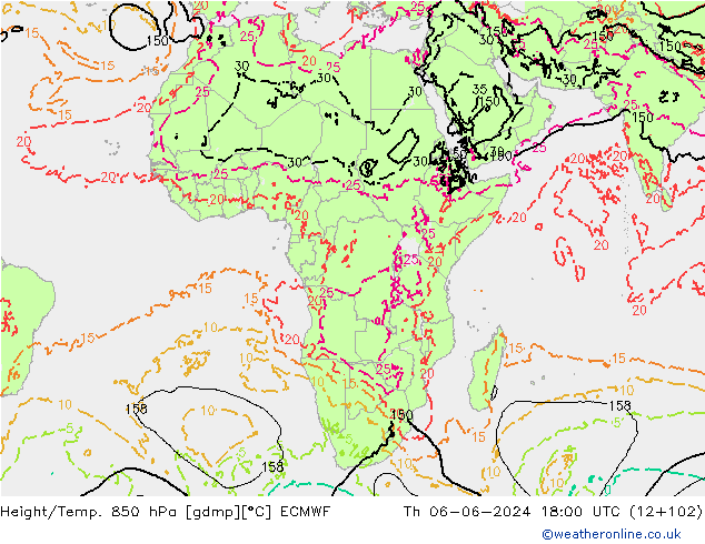 Z500/Rain (+SLP)/Z850 ECMWF Th 06.06.2024 18 UTC