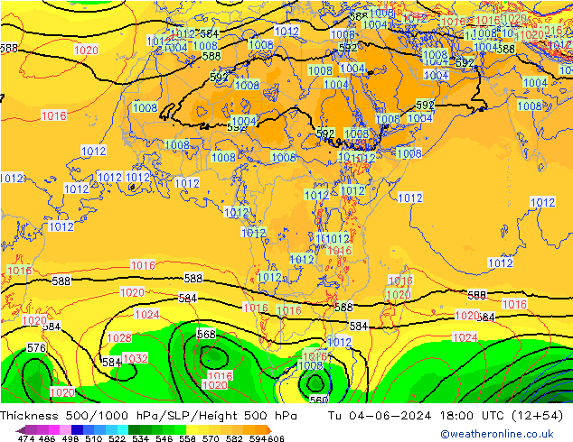 Thck 500-1000hPa ECMWF Út 04.06.2024 18 UTC