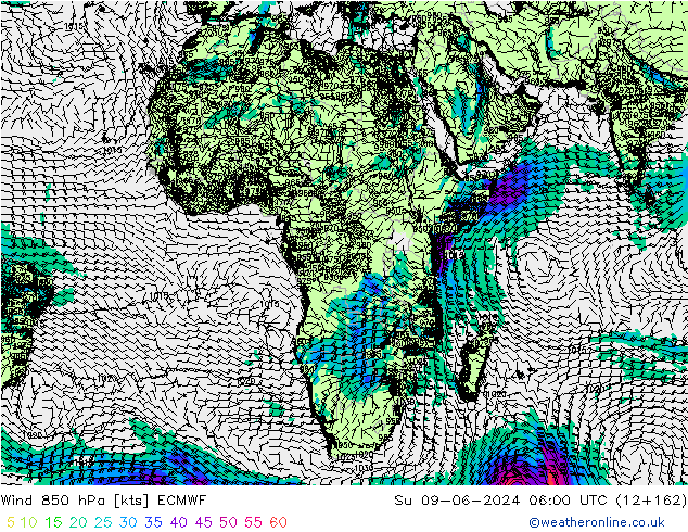 Wind 850 hPa ECMWF Su 09.06.2024 06 UTC