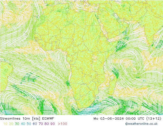 Stroomlijn 10m ECMWF ma 03.06.2024 00 UTC