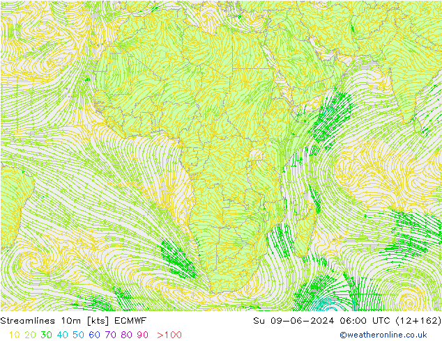Rüzgar 10m ECMWF Paz 09.06.2024 06 UTC