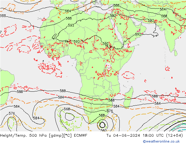 Z500/Rain (+SLP)/Z850 ECMWF Tu 04.06.2024 18 UTC