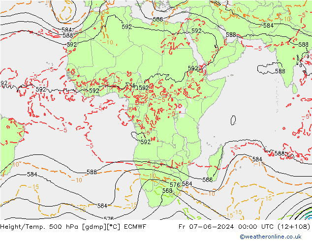 Z500/Rain (+SLP)/Z850 ECMWF Pá 07.06.2024 00 UTC
