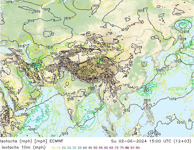 Isotachen (mph) ECMWF zo 02.06.2024 15 UTC