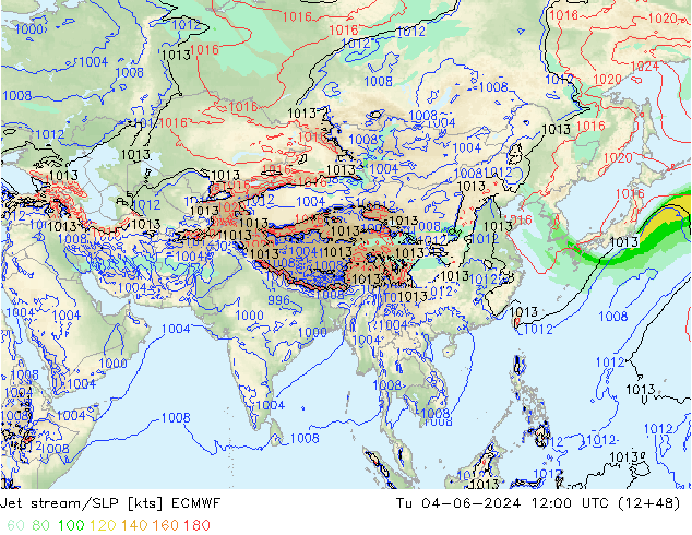 Jet stream ECMWF Ter 04.06.2024 12 UTC