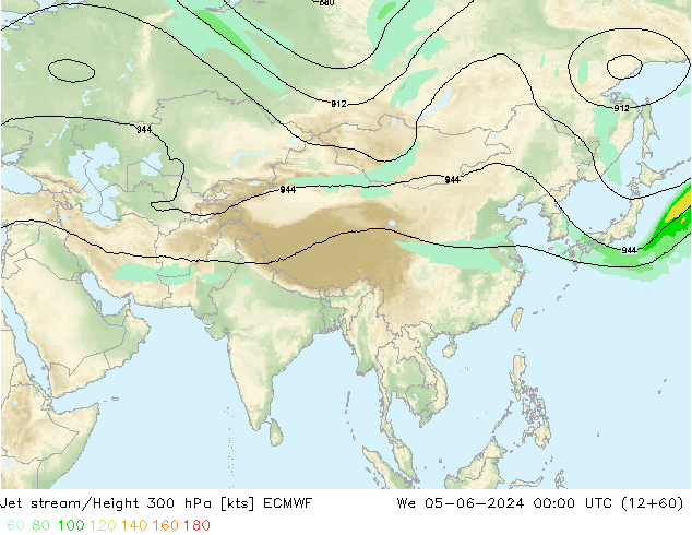 Jet stream/Height 300 hPa ECMWF We 05.06.2024 00 UTC