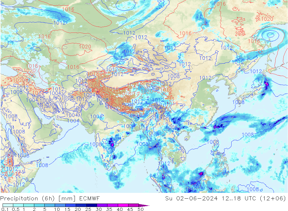 Z500/Rain (+SLP)/Z850 ECMWF Вс 02.06.2024 18 UTC