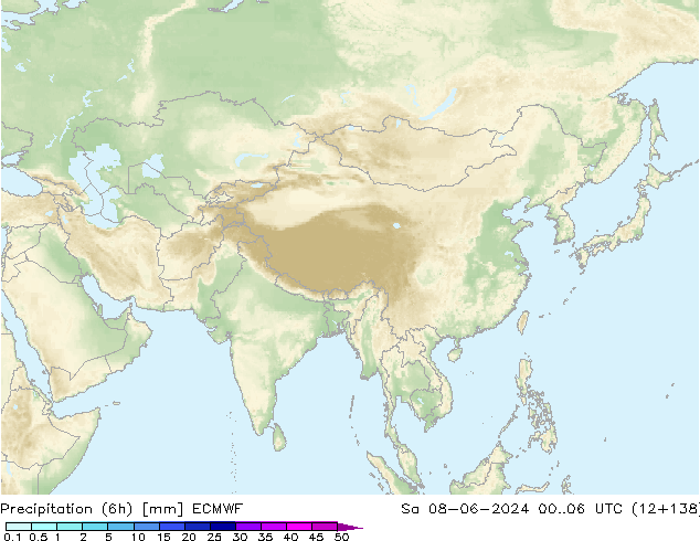 Précipitation (6h) ECMWF sam 08.06.2024 06 UTC