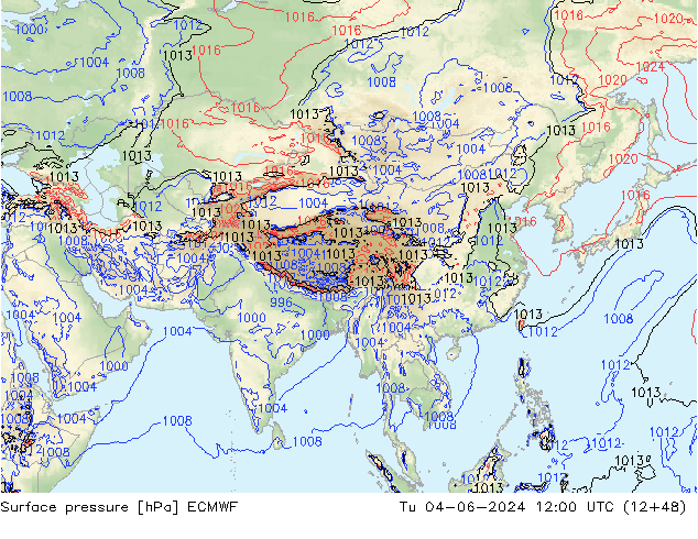 Yer basıncı ECMWF Sa 04.06.2024 12 UTC