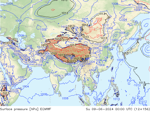 Luchtdruk (Grond) ECMWF zo 09.06.2024 00 UTC