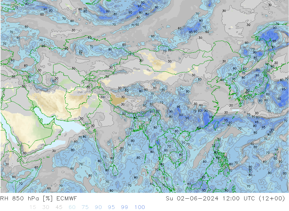 850 hPa Nispi Nem ECMWF Paz 02.06.2024 12 UTC