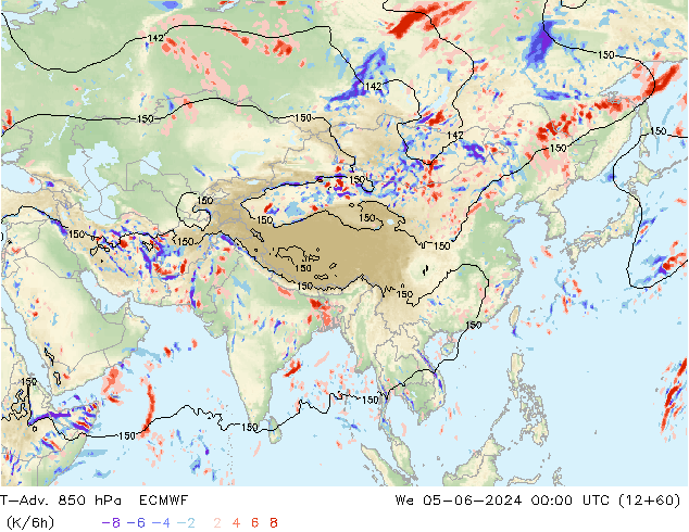 T-Adv. 850 hPa ECMWF Qua 05.06.2024 00 UTC