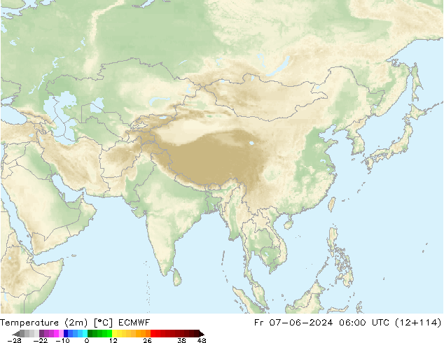 Sıcaklık Haritası (2m) ECMWF Cu 07.06.2024 06 UTC