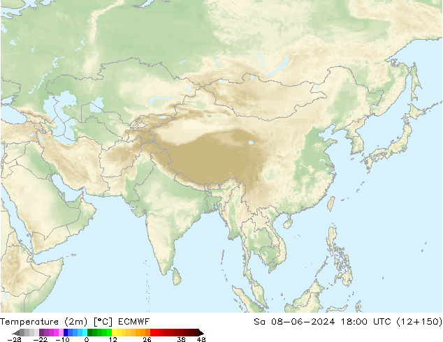 Temperature (2m) ECMWF Sa 08.06.2024 18 UTC