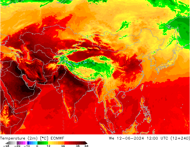 Temperatura (2m) ECMWF Qua 12.06.2024 12 UTC