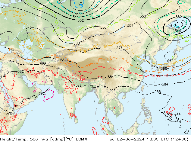 Z500/Rain (+SLP)/Z850 ECMWF So 02.06.2024 18 UTC