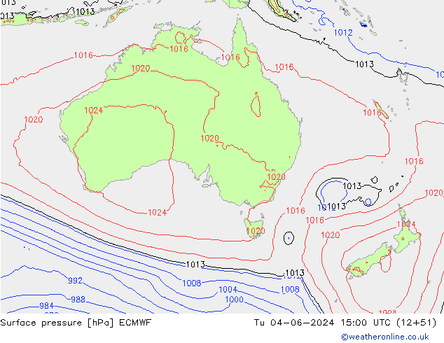 Yer basıncı ECMWF Sa 04.06.2024 15 UTC