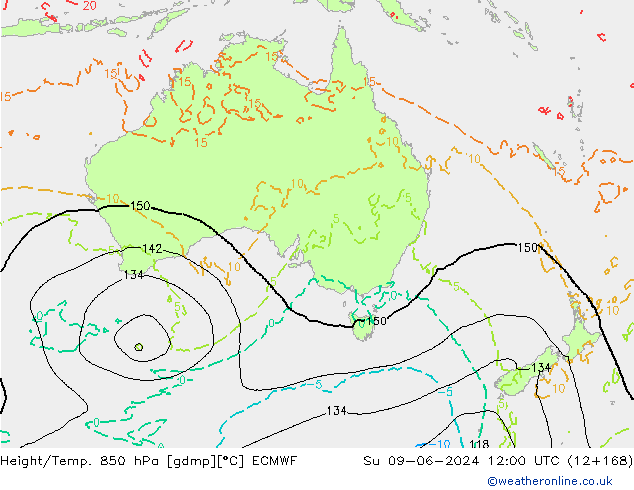 Height/Temp. 850 hPa ECMWF dom 09.06.2024 12 UTC