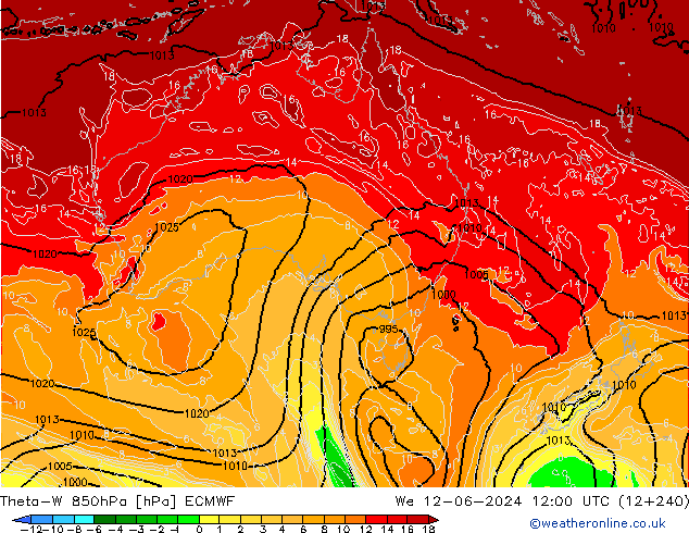 Theta-W 850hPa ECMWF We 12.06.2024 12 UTC